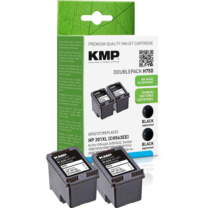 kompatibel für HP 301XL CH563EE Doppelpack 2x 600 Seiten schwarz KMP