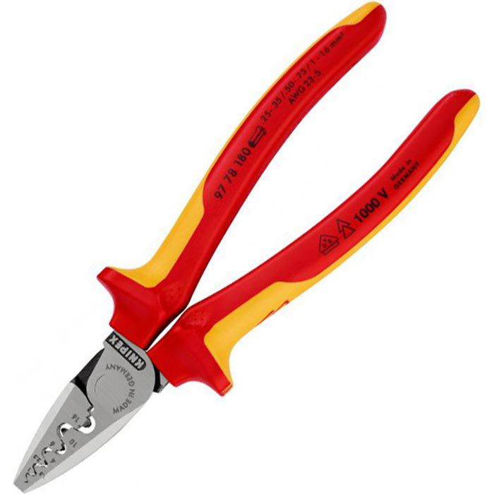 Knipex Crimpzange 97 78 180 für Aderendhülsen 0 25 16mm² VDE