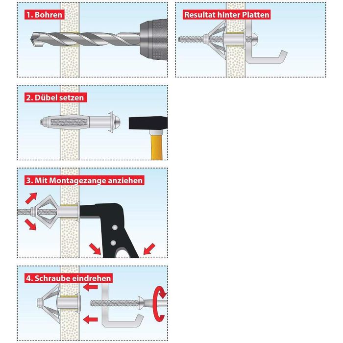 Tox Dübel Acrobat Set 094901111 Metall Hohlraumdübel 60 teilig