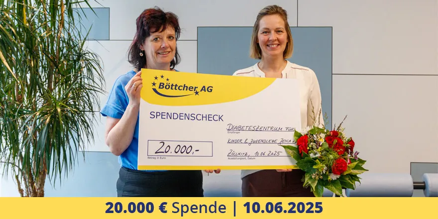 Böttcher AG fördert Beratungsarbeit und spendet 20.000€ an das Diabeteszentrum