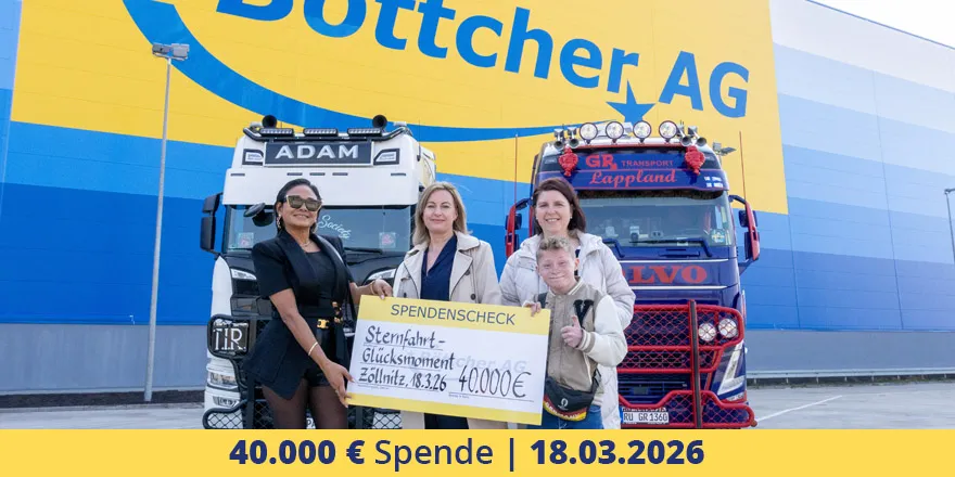Böttcher AG spendet 40.000 Euro für „Sternfahrt Trucker for Kids – Glücksmomente für schwerkranke Kinder“
