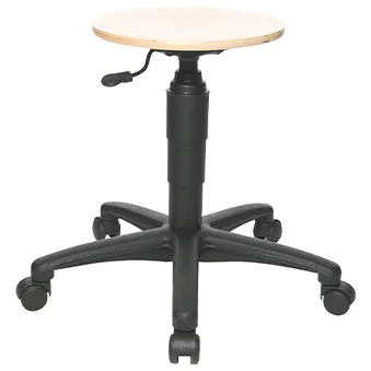 Drehhocker mit Sitzfläche aus Holz