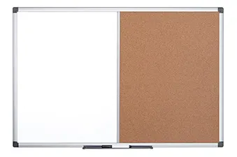 weiße Pinnwand und Pinnwand aus Kork