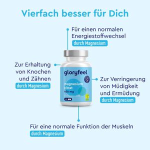 Produktbild für Magnesium gloryfeel Citrat, 210 Kapseln