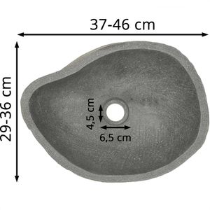 Produktbild für Waschbecken vidaXL Flussstein, aus Naturstein,grau
