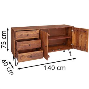 Produktbild für Sideboard Wohnling WL5.349, aus Massivholz, sheesham