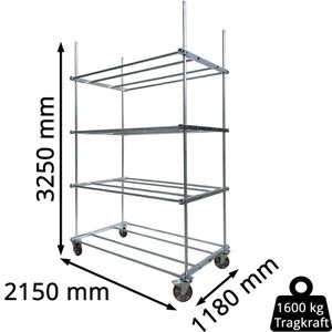 Produktbild für Reifenwagen Bertele Gigant XL, Metall, silber, für 64 Reifen