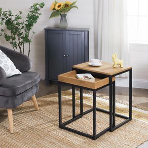 Produktbild für Beistelltisch Vasagle LNT02N, braun, aus Metall / Holz