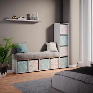 Produktbild für Bücherregal Vicco Ludus, weiß, mit 2 Faltboxen