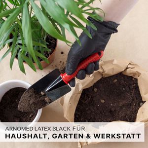 Produktbild für Einmalhandschuhe Arnomed Latex Black, schwarz, 100 Stück