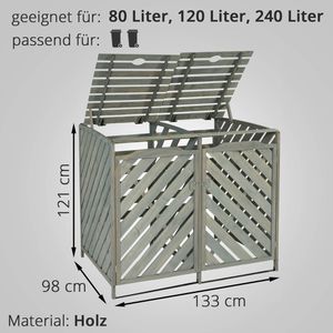 Produktbild für Mülltonnenbox Mendler HWC-J44 XL, Holz