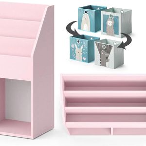 Produktbild für Bücherregal Vicco Luigi, rosa, mit 2 Faltboxen