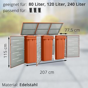 Produktbild für Mülltonnenbox vidaXL 149564, Edelstahl