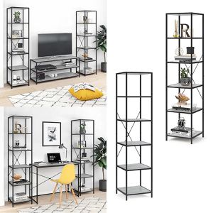 Produktbild für Bücherregal Vicco Fyrk, schwarz / beton grau