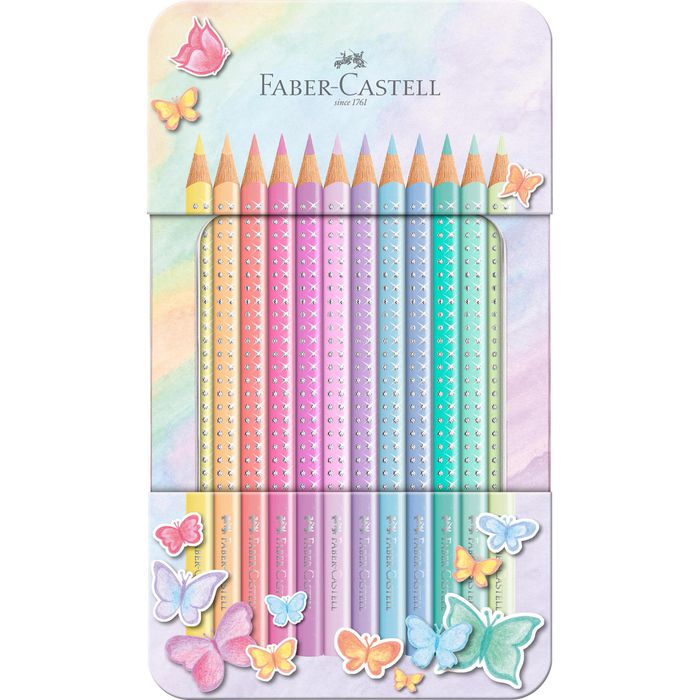 Faber-Castell Buntstifte Sparkle Pastell 201910 farbig sortiert im Metalletui 12 Stück
