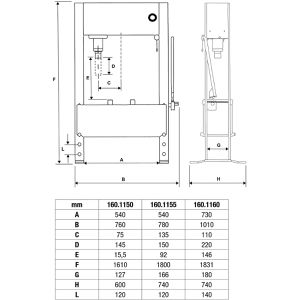 Produktbild für Werkstattpresse KS-Tools Performance 160.1160, Pressdruck 50 t