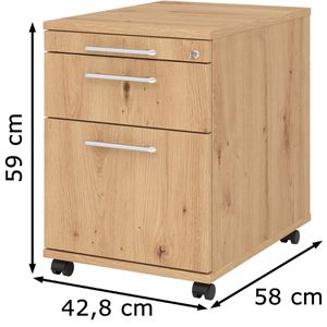Produktbild für Rollcontainer Hammerbacher Solid AC20, aus Holz, asteiche