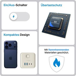 Produktbild für Steckdosenwürfel Voomy Power Cube S7, mit Schalter, beige