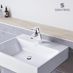 Produktbild für Ablaufgarnitur SANTRAS Premium mit Zugstange, aus Messing