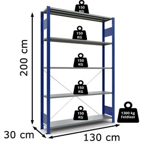 Produktbild für Schwerlastregal Schulte 12730-130-B, 5 Metallböden