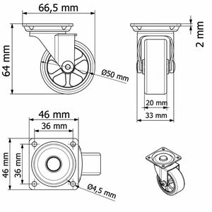 Produktbild für Möbelrolle SO-TECH RAPID 129881, mit Anschraubplatte