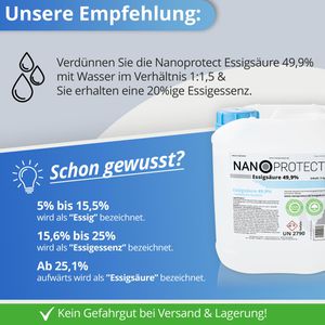 Produktbild für Essigsäure Nanoprotect Technische Qualität, 49,9%