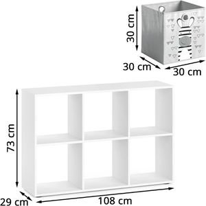 Produktbild für Bücherregal Vicco 13302, weiß, mit 6 Faltboxen