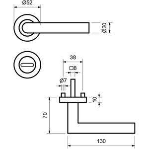 Produktbild für Drückergarnitur Alpertec Solid 1-R-ES WC