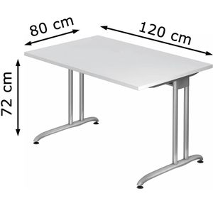 Produktbild für Schreibtisch Hammerbacher B-Serie, weiß / silber