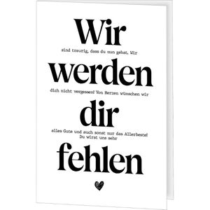 Produktbild für Abschiedskarte Böttcher-AG 27735, Wir werden dir fehlen