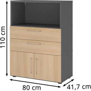 Produktbild für Kombischrank Hammerbacher FW38K1, graphit / eiche