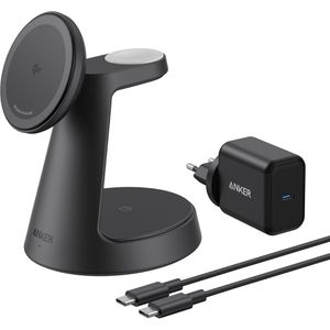 Produktbild für Ladestation Anker MagGo 3in1 Ständer Qi2, mit Magsafe, schwarz