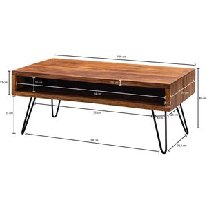 Produktbild für Couchtisch Wohnling WL5.969, aus Massivholu, sheesham