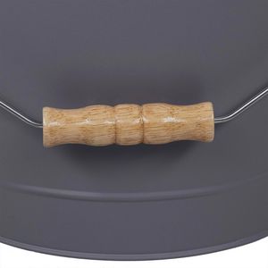 Produktbild für Ascheeimer Relaxdays 10037805, grau, mit Holzgriff und Deckel
