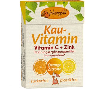 Birkengold Kaugummis Natur Kaugummi Vitamin C+Zink, plastikfrei, 20 Dragees