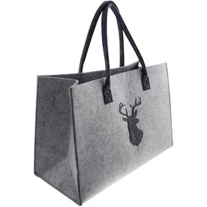 Produktbild für Einkaufstasche Frank-Flechtwaren Filztasche Hirsch, grau