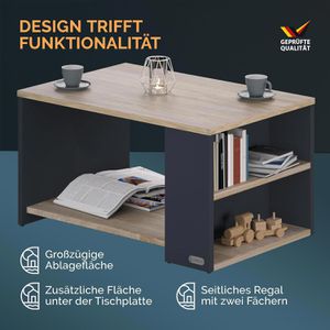 Produktbild für Couchtisch CASARIA Santa Cruz, aus Holz, eiche / anthrazit