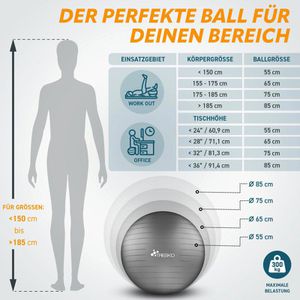 Produktbild für Gymnastikball Tresko Anti-Burst, mit Luftpumpe