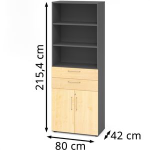 Produktbild für Kombischrank Hammerbacher Serie 9 Advanced, ahorn / graphit