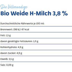 Produktbild für Milch Ammerländer H-Weidevollmilch, Fettgehalt 3,8%