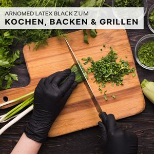 Produktbild für Einmalhandschuhe Arnomed Latex Black, schwarz, 100 Stück