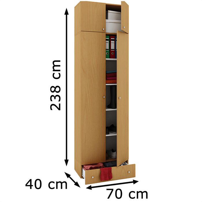 VCM Aktenschrank Vandol 912251, aus Holz, mit Schublade und Aufsatz, 70