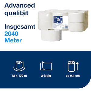 Produktbild für Toilettenpapier Tork Mini Jumbo Advanced, 120280, T2