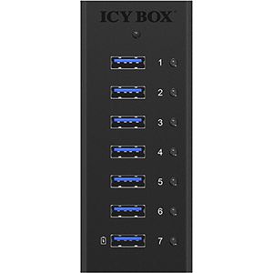 Produktbild für USB-Hub ICY-BOX IB-AC618, schwarz, mit Metallgehäuse