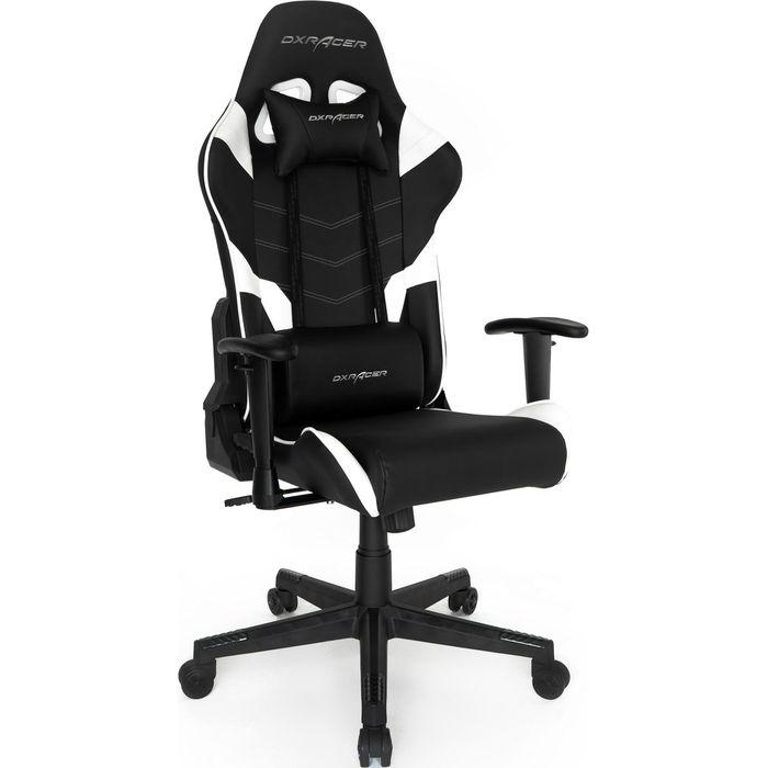 DXRACER Gaming-Stuhl Racer Serie P, OH-PF188-NW, schwarz / weiß,  Kunstleder, Kopfstütze, bis 90 kg – Böttcher AG