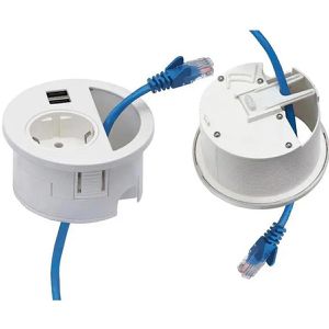 Produktbild für Einbausteckdose EVOline Circle80, mit 3 m Kabel