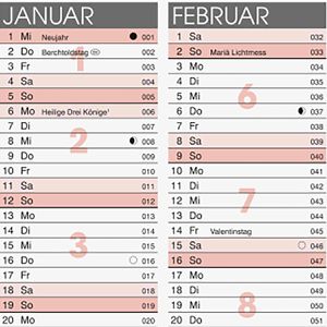 Produktbild für Tafelkalender Brunnen 1070140007, rot, mit Ferienübersicht