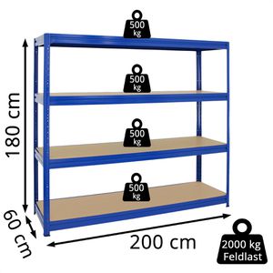 Produktbild für Weitspannregal PROREGAL DINO, 4 Holzböden