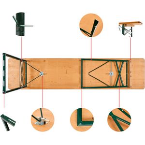 Produktbild für Bierzeltgarnitur RUKU1952 204327, Kiefer / grün