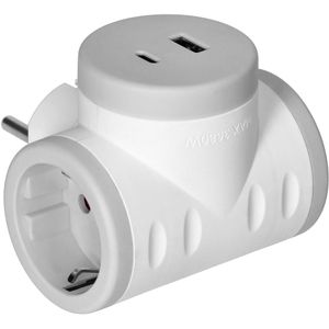 Steckdosenadapter Orno AE-13281(GS), weiß-grau